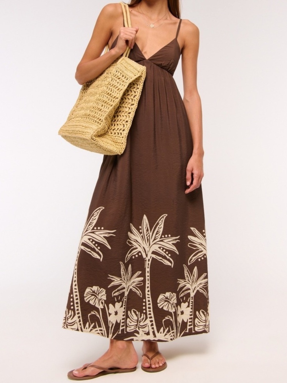 Abercrombie & Fitch Bra Free Brown Maxi Dress S Petite